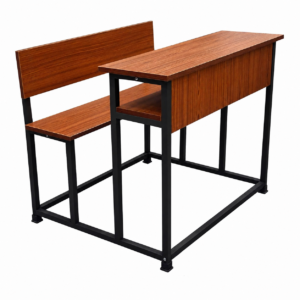 VAJRA LIVING Dual Student Bench 90 CM with Shelf – 2 Seater, Natural Teak Finish