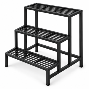 VAJRA LIVING 3-Tier Metal Plant Stand & Festive Decor Rack – Black