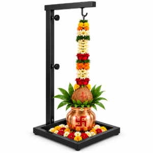 VAJRA LIVING Metal Ghatsthapana & Kalash Decoration Stand